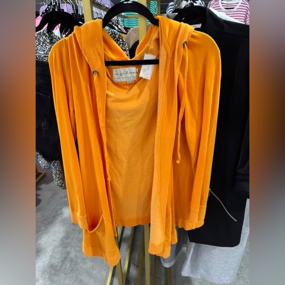 Orange Hooded Cardigan